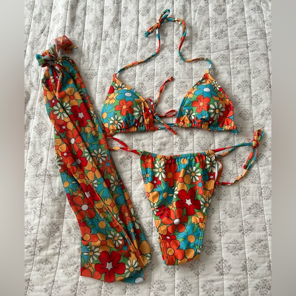 SOLY HUX Women's 3 Piece Swimsuits Triangle Bikini Set